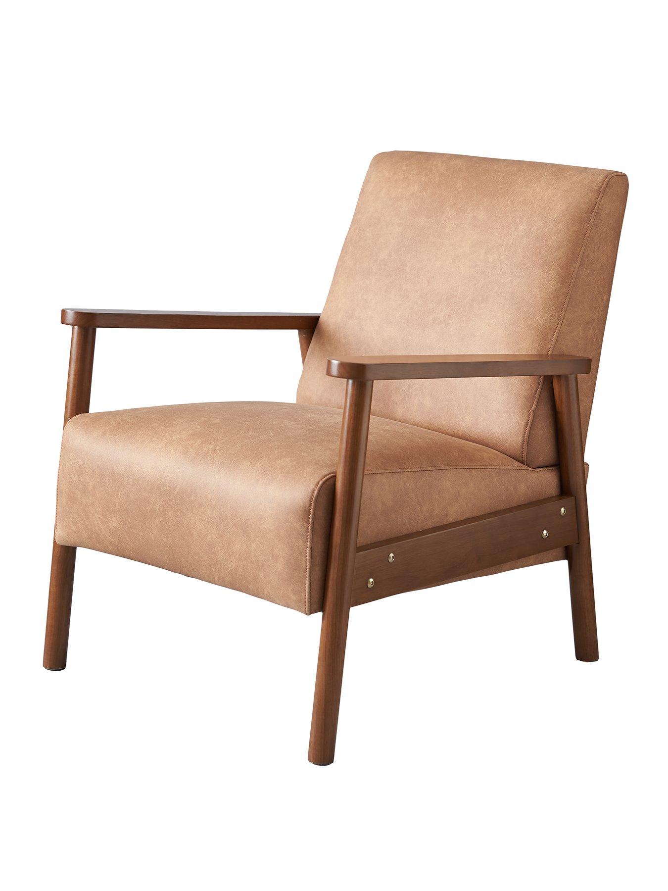 Image 3 of 7 of Very Home Ethan Faux Leather&nbsp;Accent Armchair - Tan&nbsp;- FSC&reg; Certified