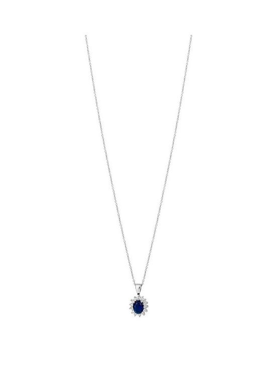 front image of the-love-silver-collection-rhodium-plated-silver-blue-clear-crystal-pendant