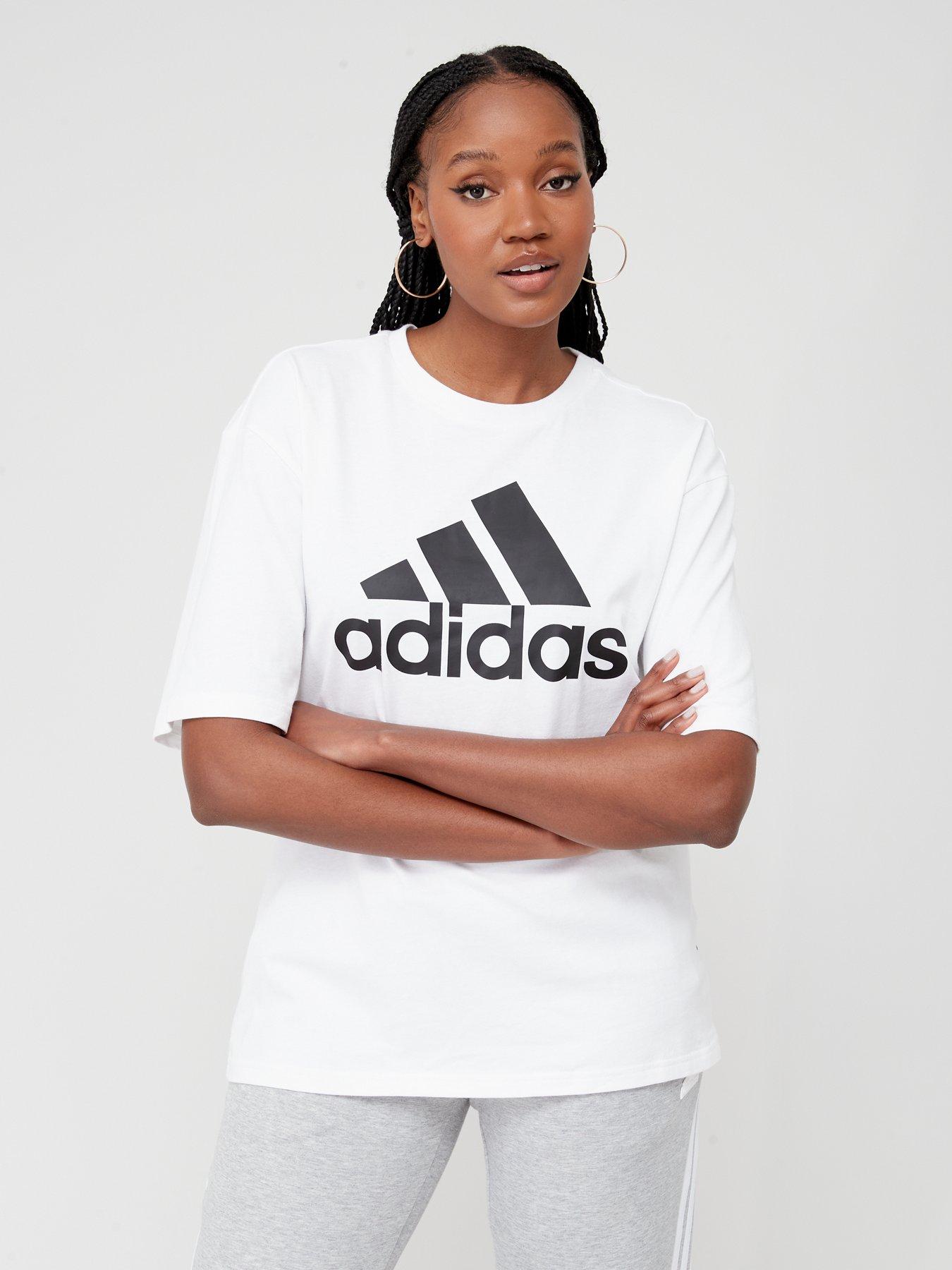 Adidas V-Neck Logo Tee Crew Yellow L-XL - Womens Originals T Shirts