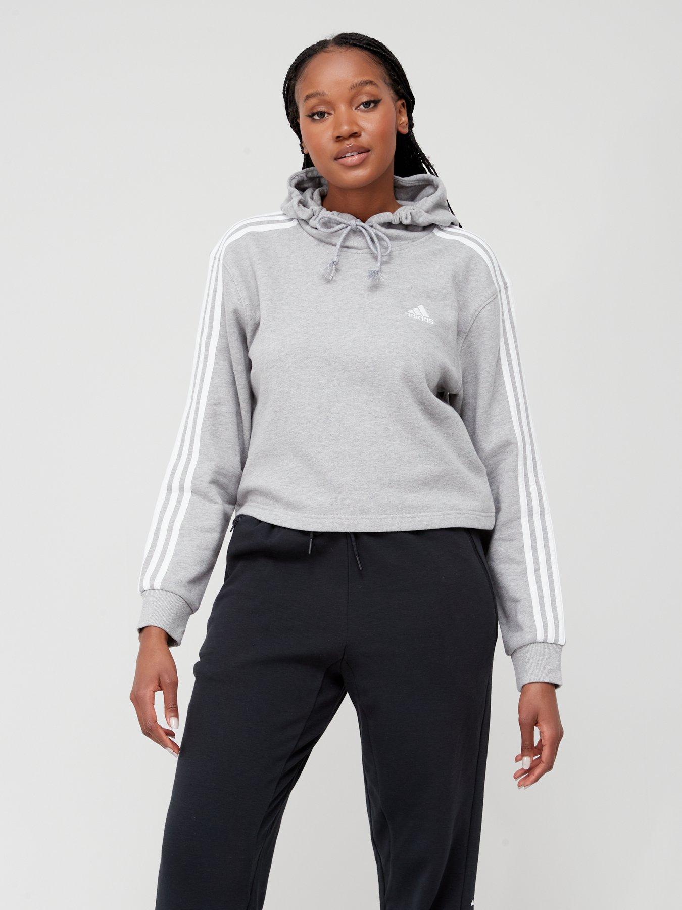 3 stripe hoodie grey womens sale