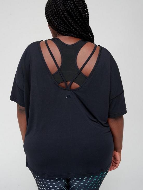 stillFront image of adidas-womens-yoga-t-shirt-plus-size-black