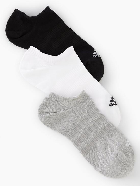 front image of adidas-3-pack-no-show-socks-grey