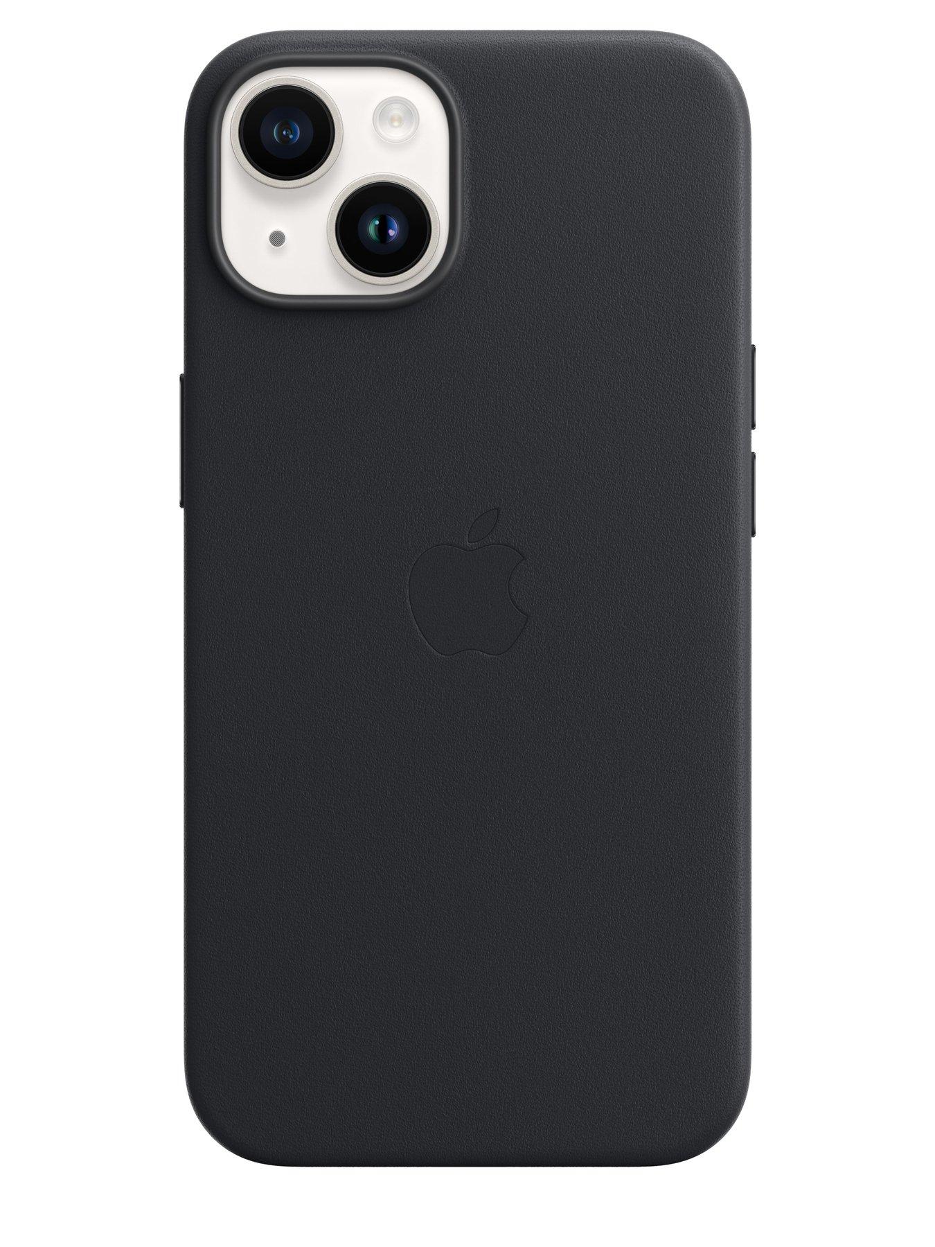  image of apple-iphone-14-leather-case-with-magsafe-midnight