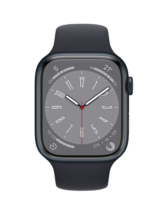 stillFront image of apple-watch-series-8-gps-45mm-midnight-aluminium-case-with-midnight-sport-band