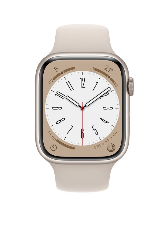stillFront image of apple-watch-series-8-gpsnbsp45mm-starlight-aluminium-case-with-starlight-sport-band