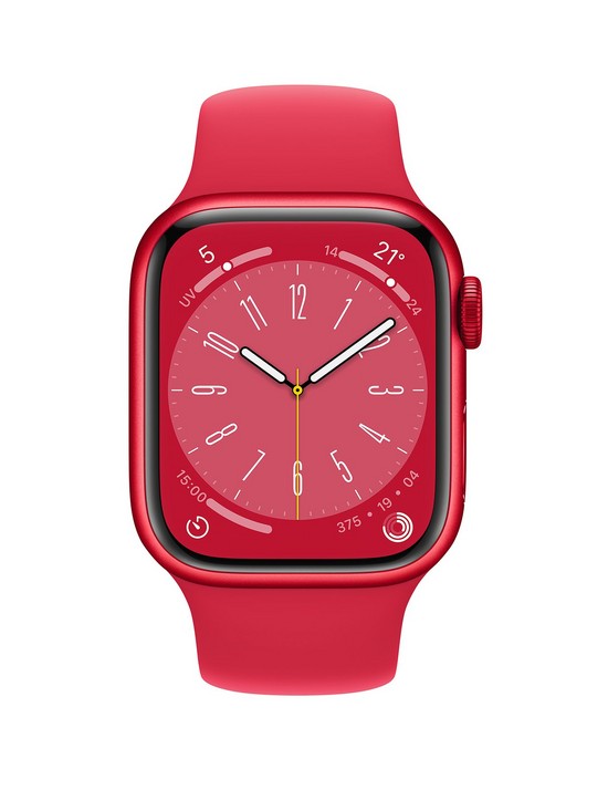 stillFront image of apple-watch-series-8-gpsnbsp41mm-productred-aluminium-case-with-productred-sport-band