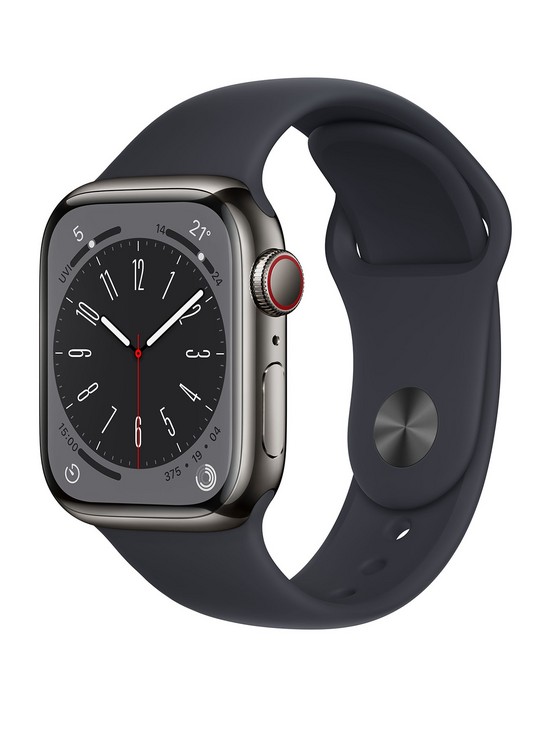 front image of apple-watch-series-8-gps-cellularnbsp41mm-graphite-stainless-steel-case-with-midnight-sport-band