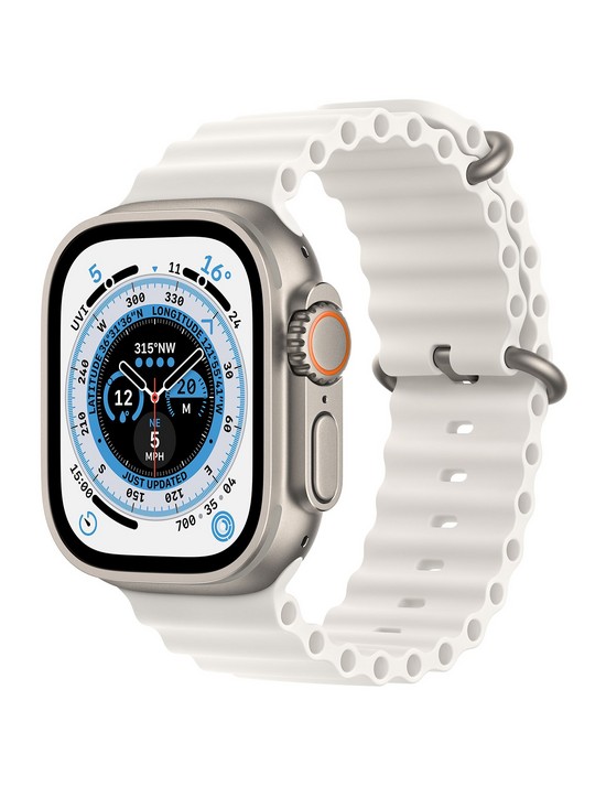 front image of apple-watch-ultra-gps-cellular-49mm-titanium-case-with-white-ocean-band
