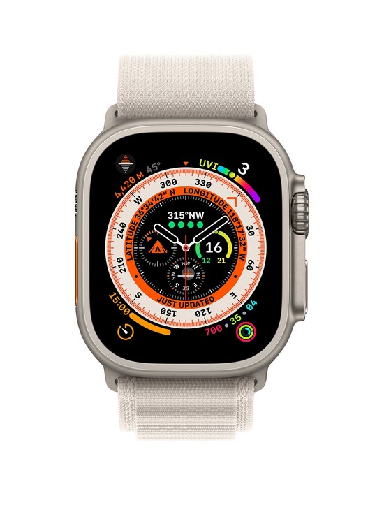 stillFront image of apple-watch-ultra-gps-cellular-49mm-titanium-case-with-starlight-alpine-loop-small