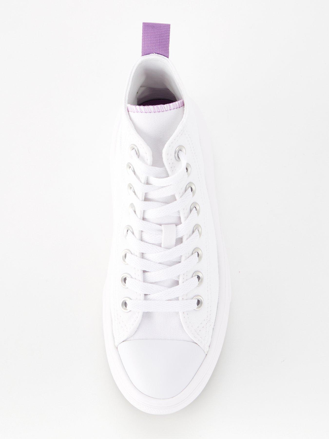  image of converse-junior-girls-move-canvas-hi-top-trainers-whitepurple