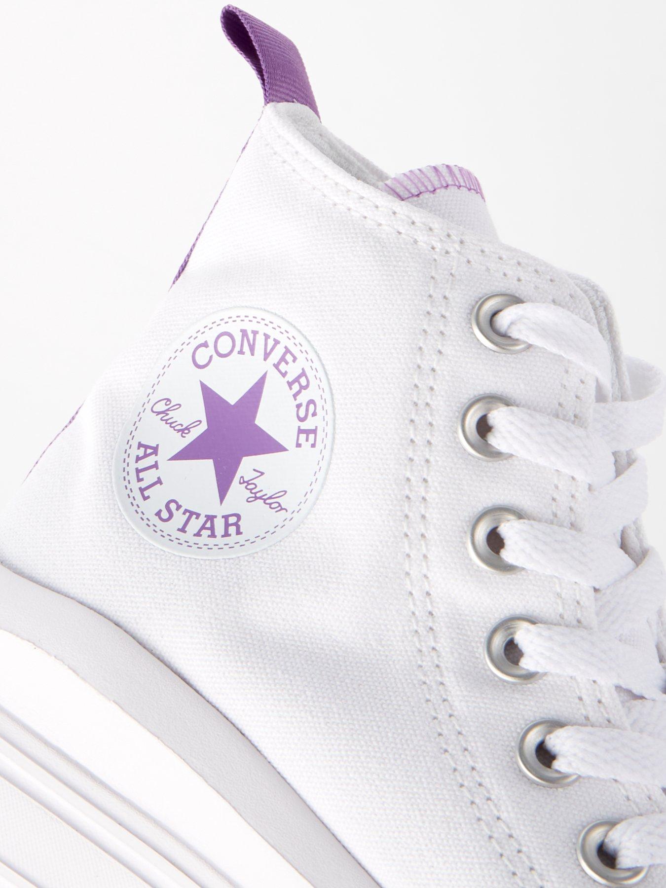  image of converse-junior-girls-move-canvas-hi-top-trainers-whitepurple
