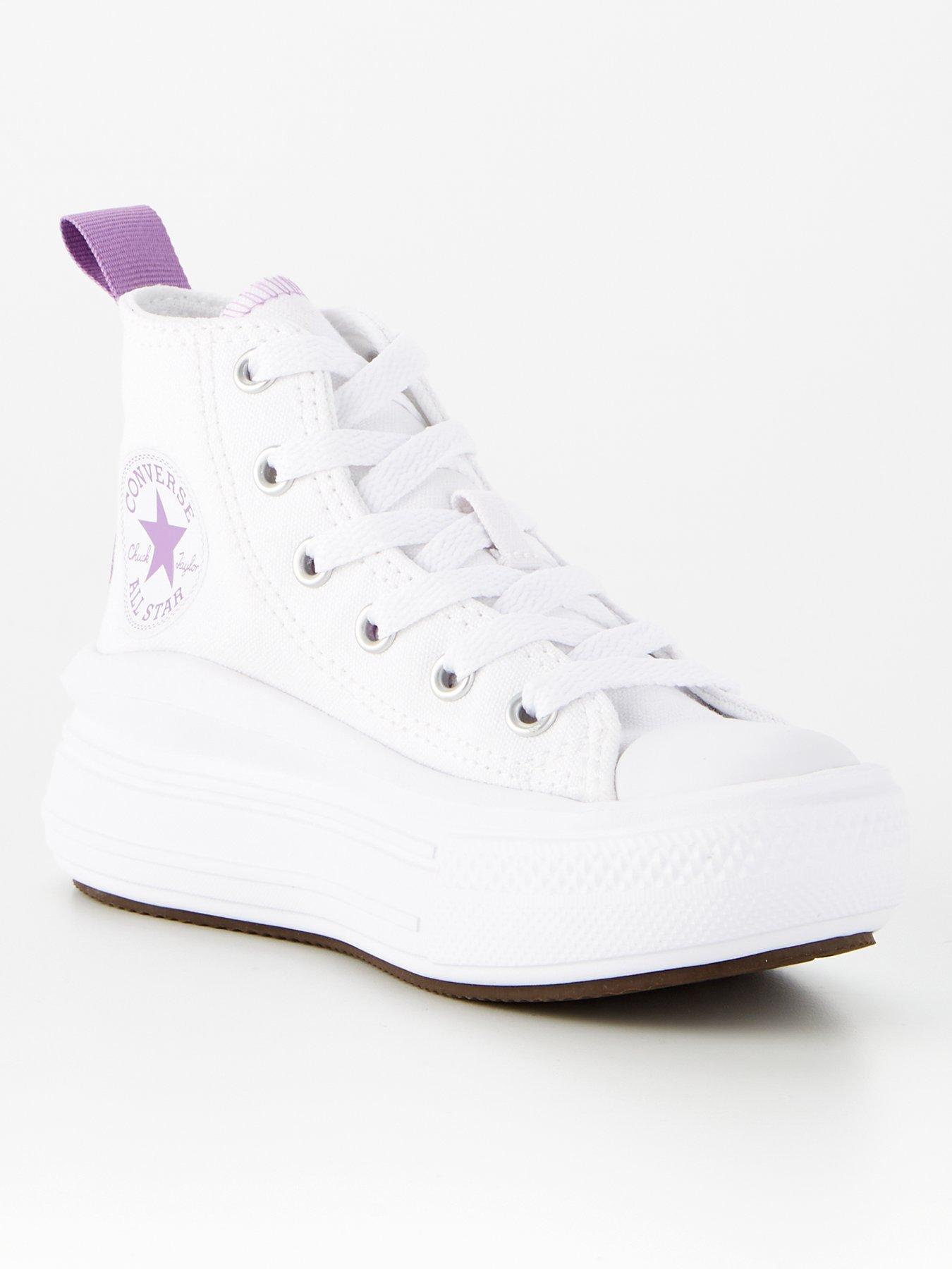  image of converse-kids-girls-move-canvas-hi-top-trainers-whitepurple