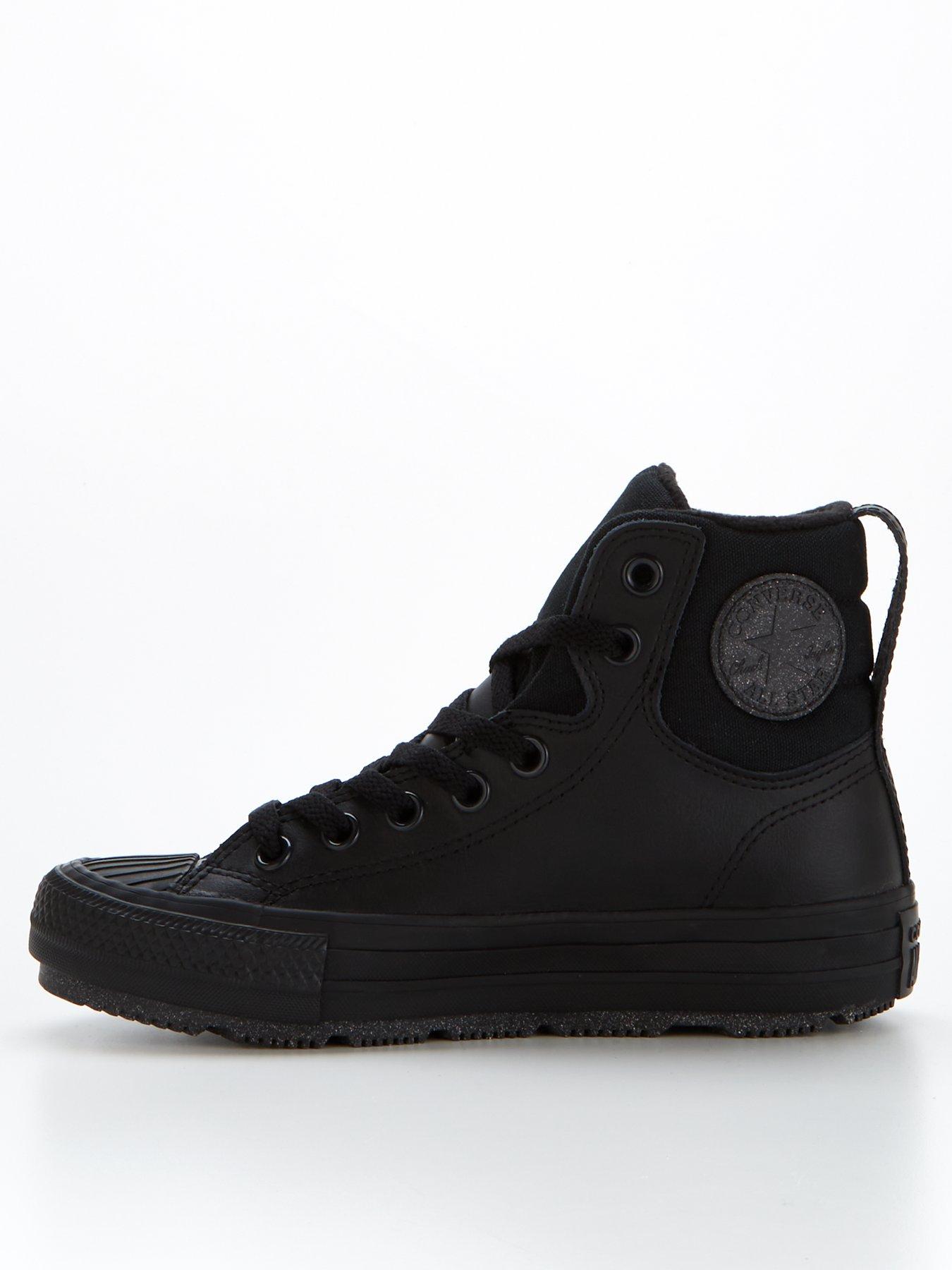 Black leather deals converse sale