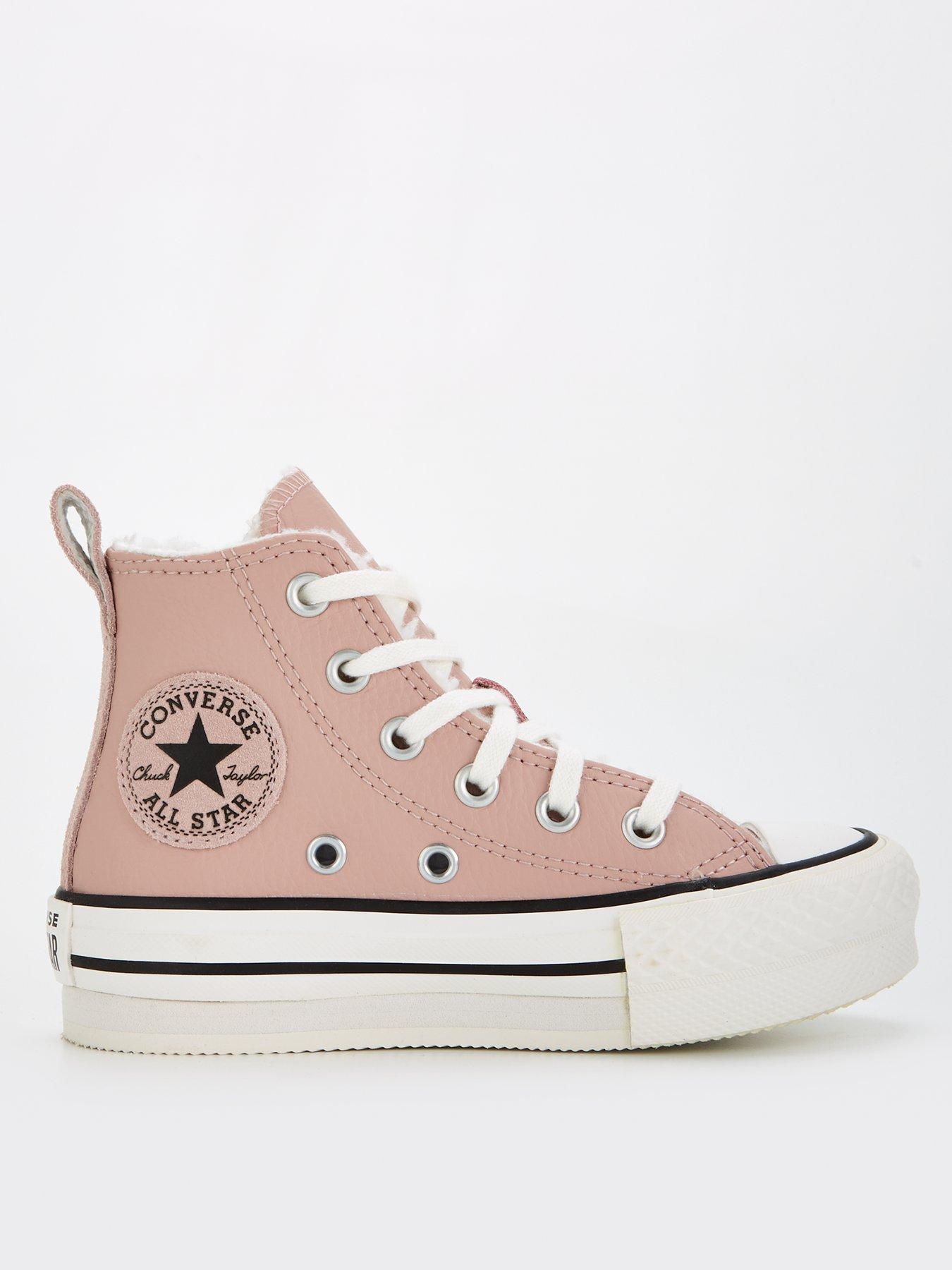 Pink leather converse toddler best sale