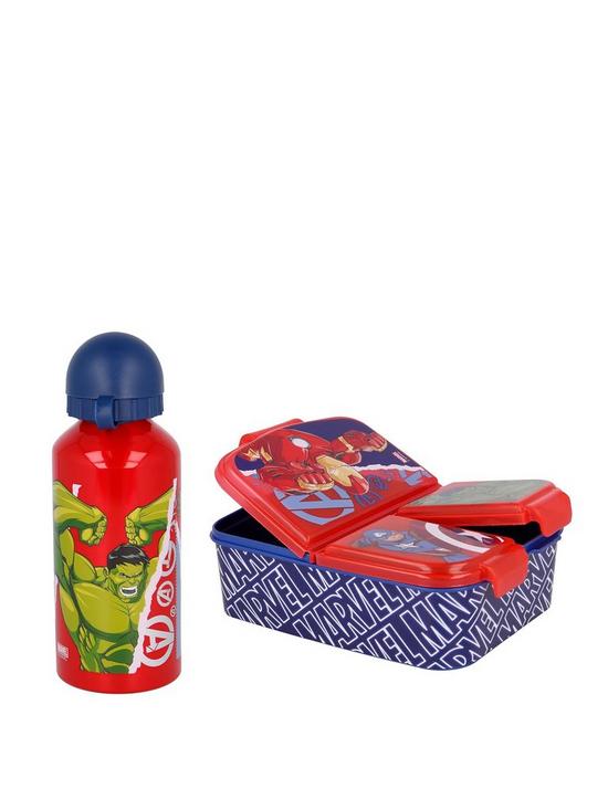 front image of marvel-avengers-lunch-box-water-bottle