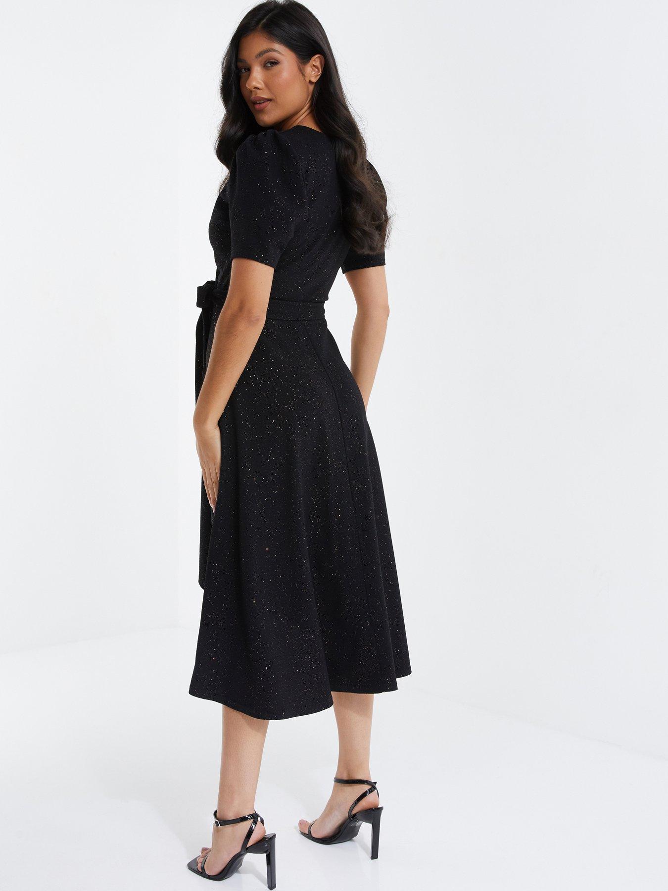 Black glitter discount dip hem dress