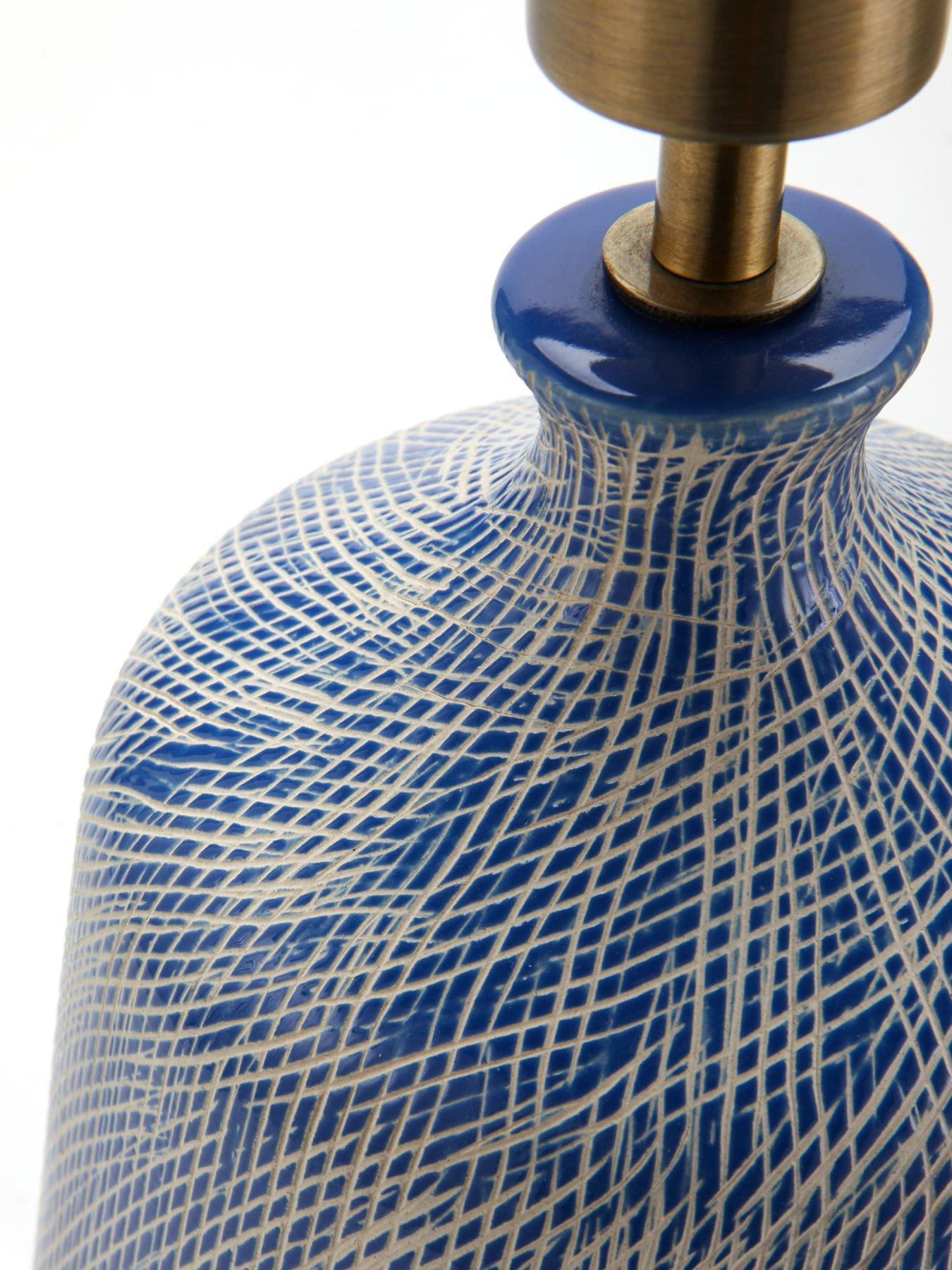 Image 3 of 5 of The Very Collection Modern Riveria Blue Scratch Table Lamp
