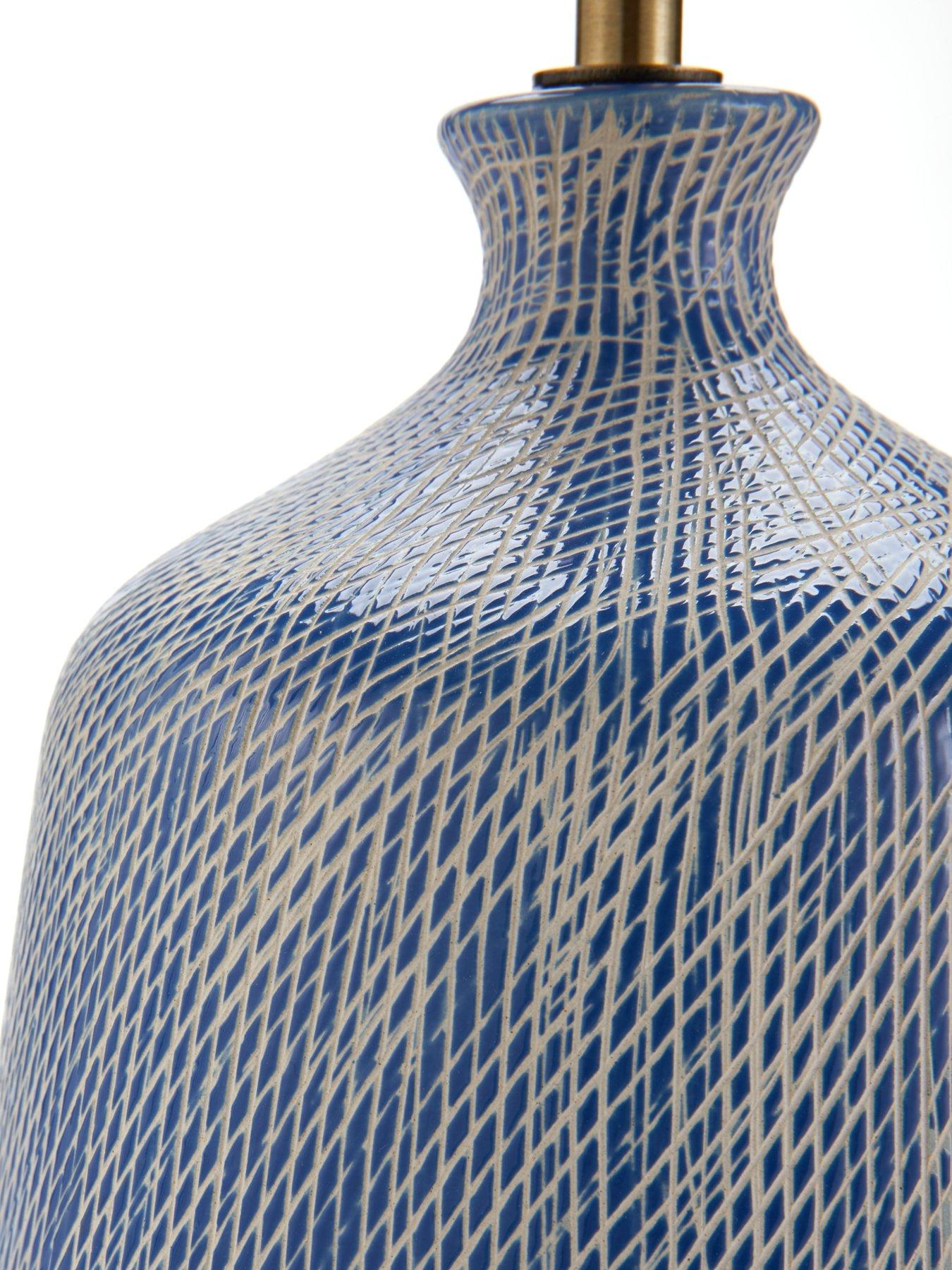 Image 5 of 5 of The Very Collection Modern Riveria Blue Scratch Table Lamp