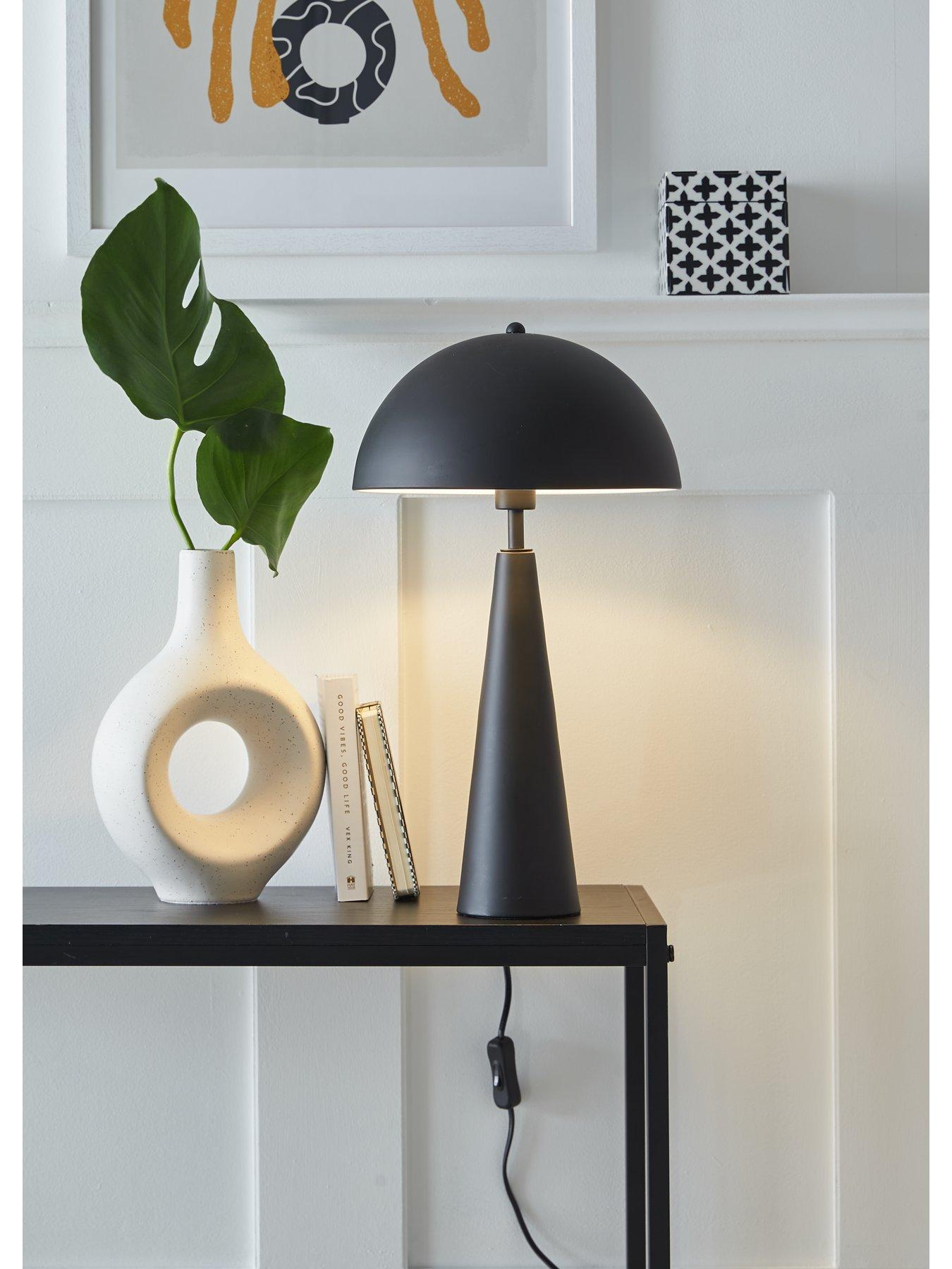 The Very Collection Half Dome Metal Spun Table Lamp in Black - 46 cm