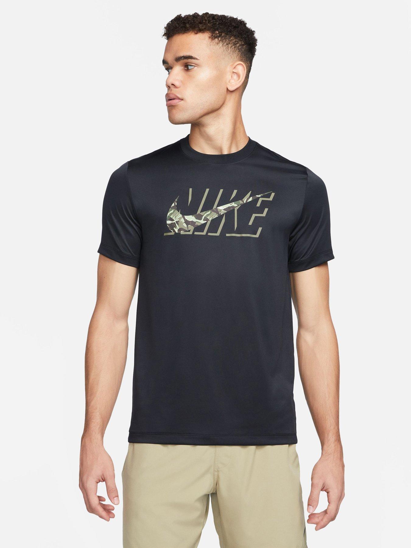  image of nike-train-legend-block-logo-camo-t-shirt-black
