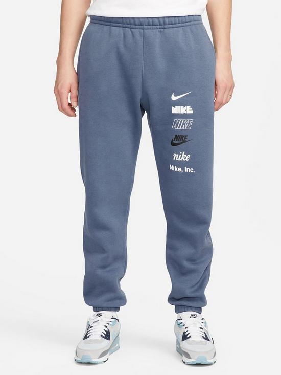 front image of nike-nsw-club-stacked-logo-cuff-jogger-blue