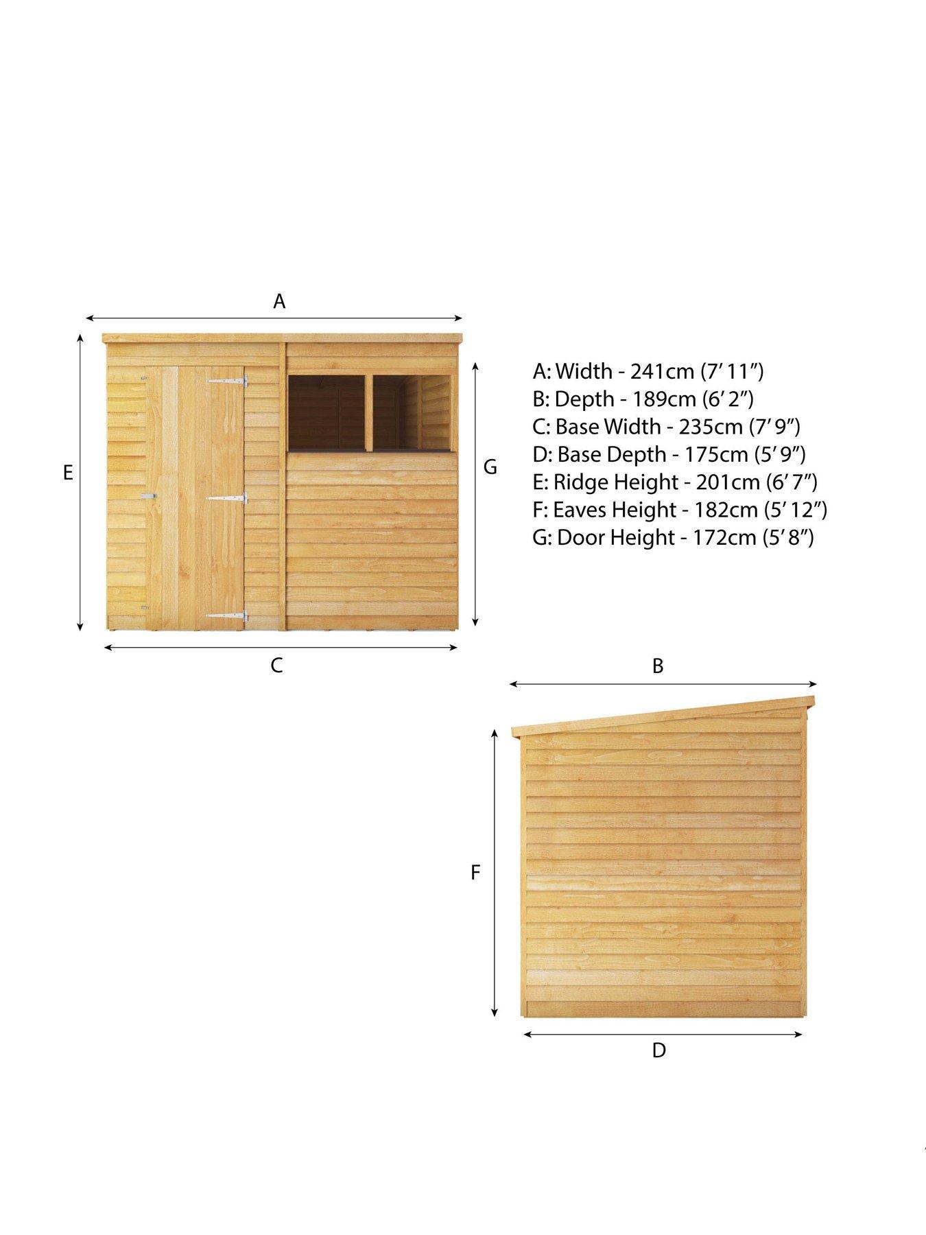  image of mercia-8-x-6-overlap-pent-garden-shed-fscreg-certified