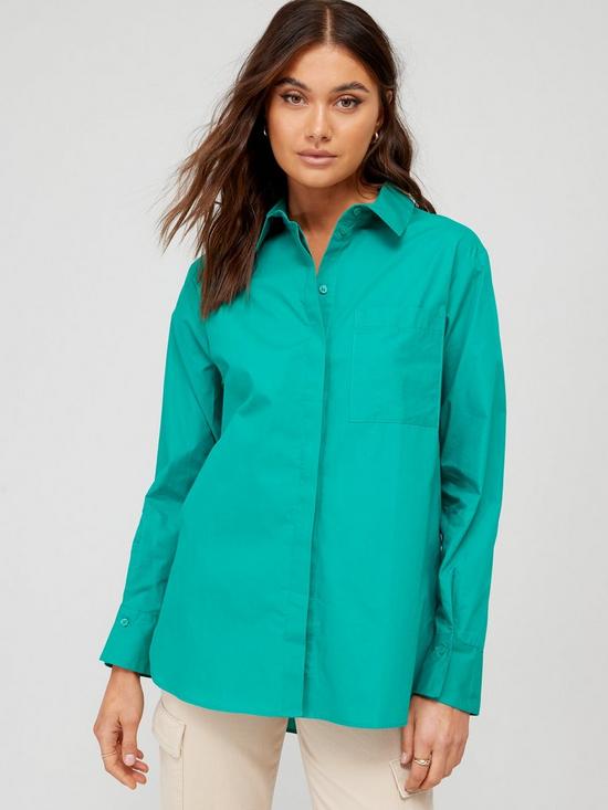 front image of v-by-very-cotton-relaxed-shirt-green