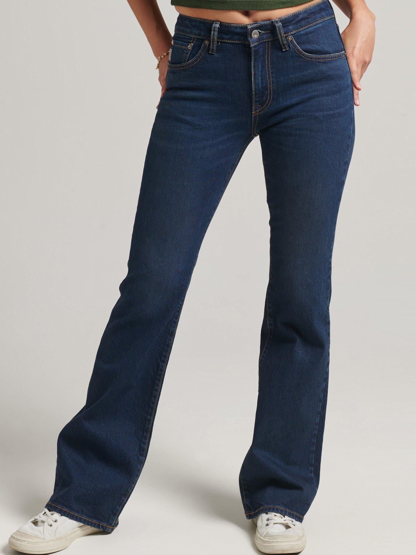 Long Tall Sally Black Denim 70s Flare Jean 36in