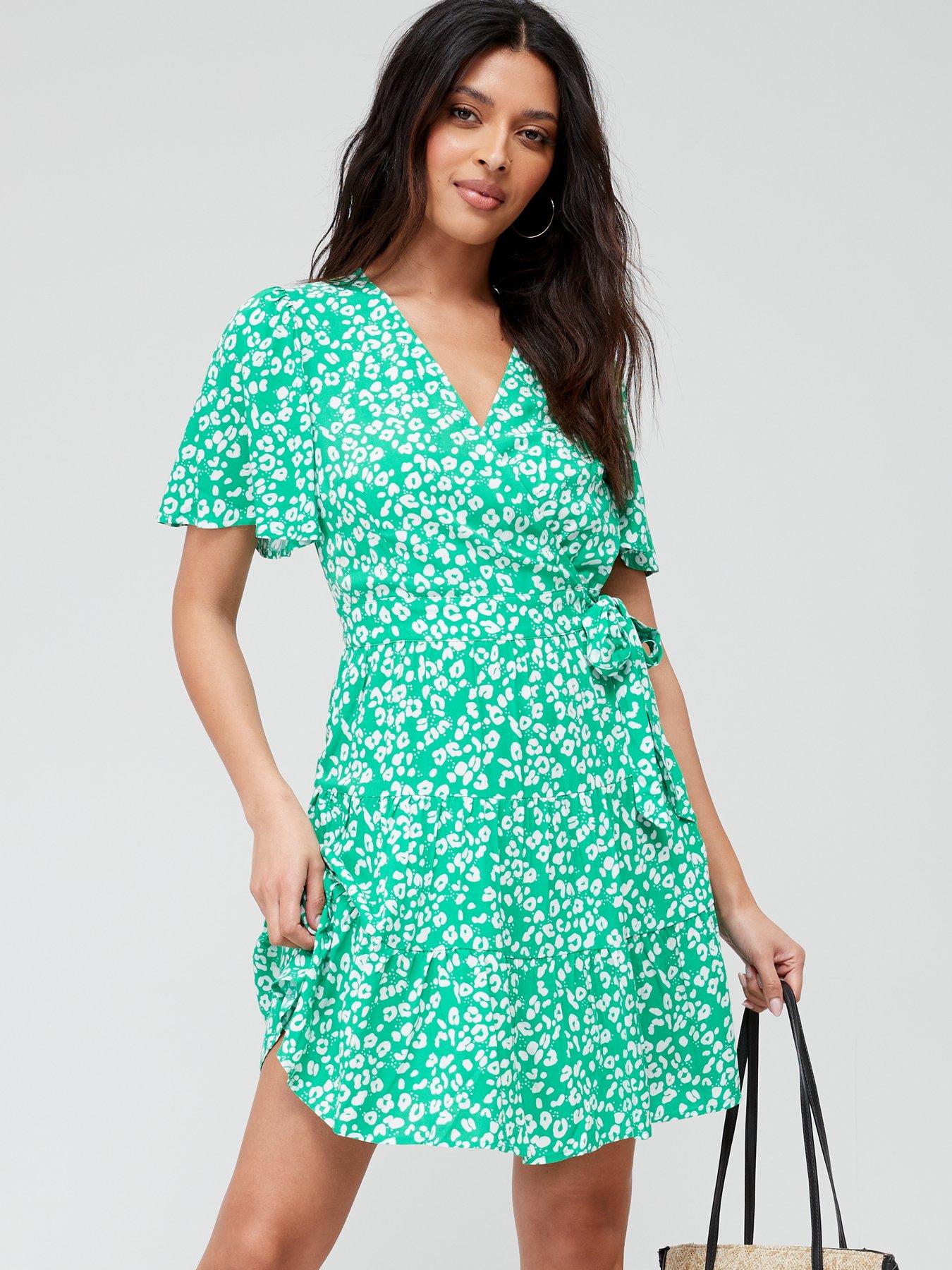 V by Very Wrap Printed Mini Dress Multi littlewoods