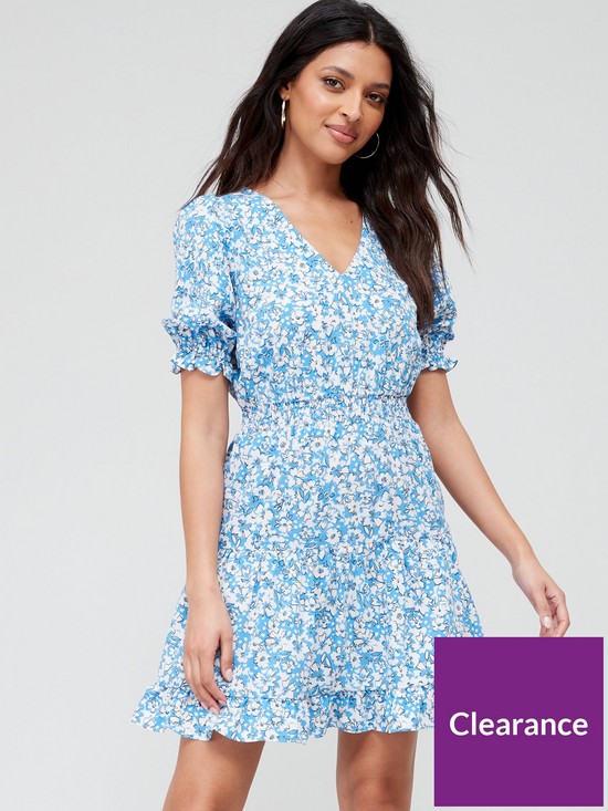 front image of v-by-very-printed-skater-dress-blue
