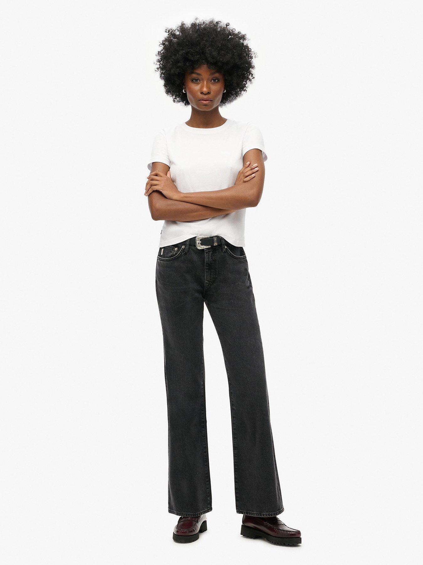 undefined Vintage Mid Rise Slim Flare - Black