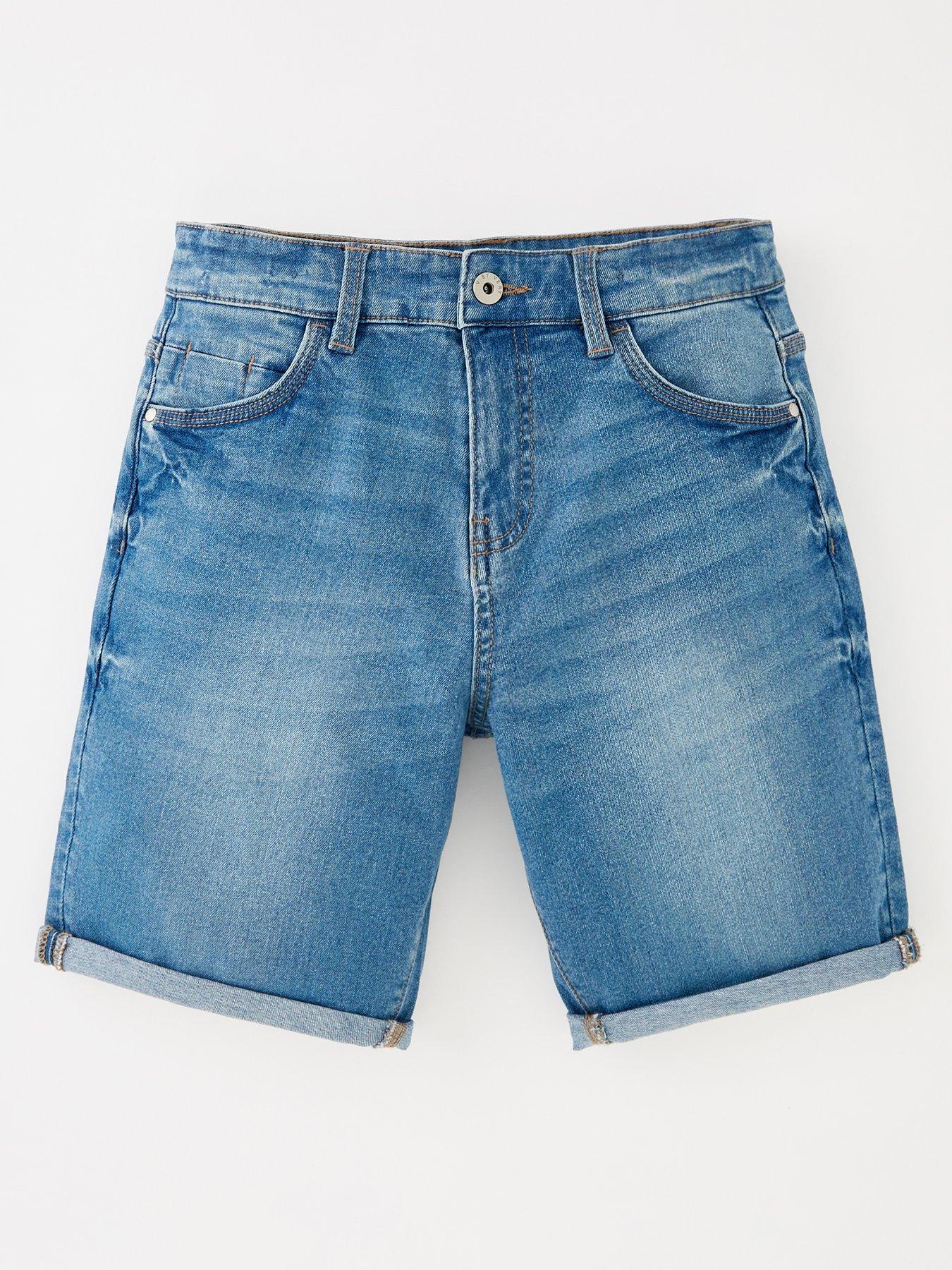 Boys Regular Fit Light Wash Denim Shorts