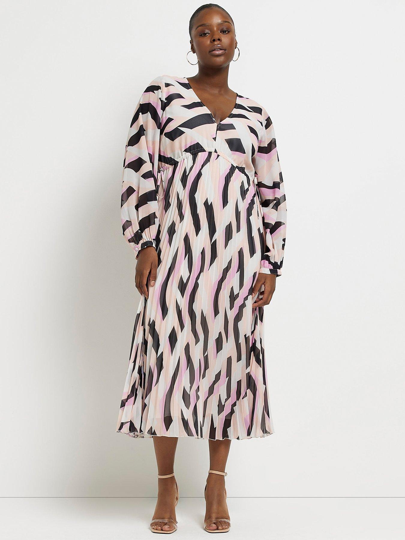  image of ri-plus-plus-pleated-maxi-smock-dress-pink