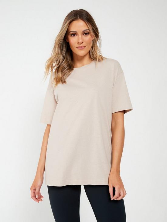front image of everyday-essential-oversized-t-shirt-beige