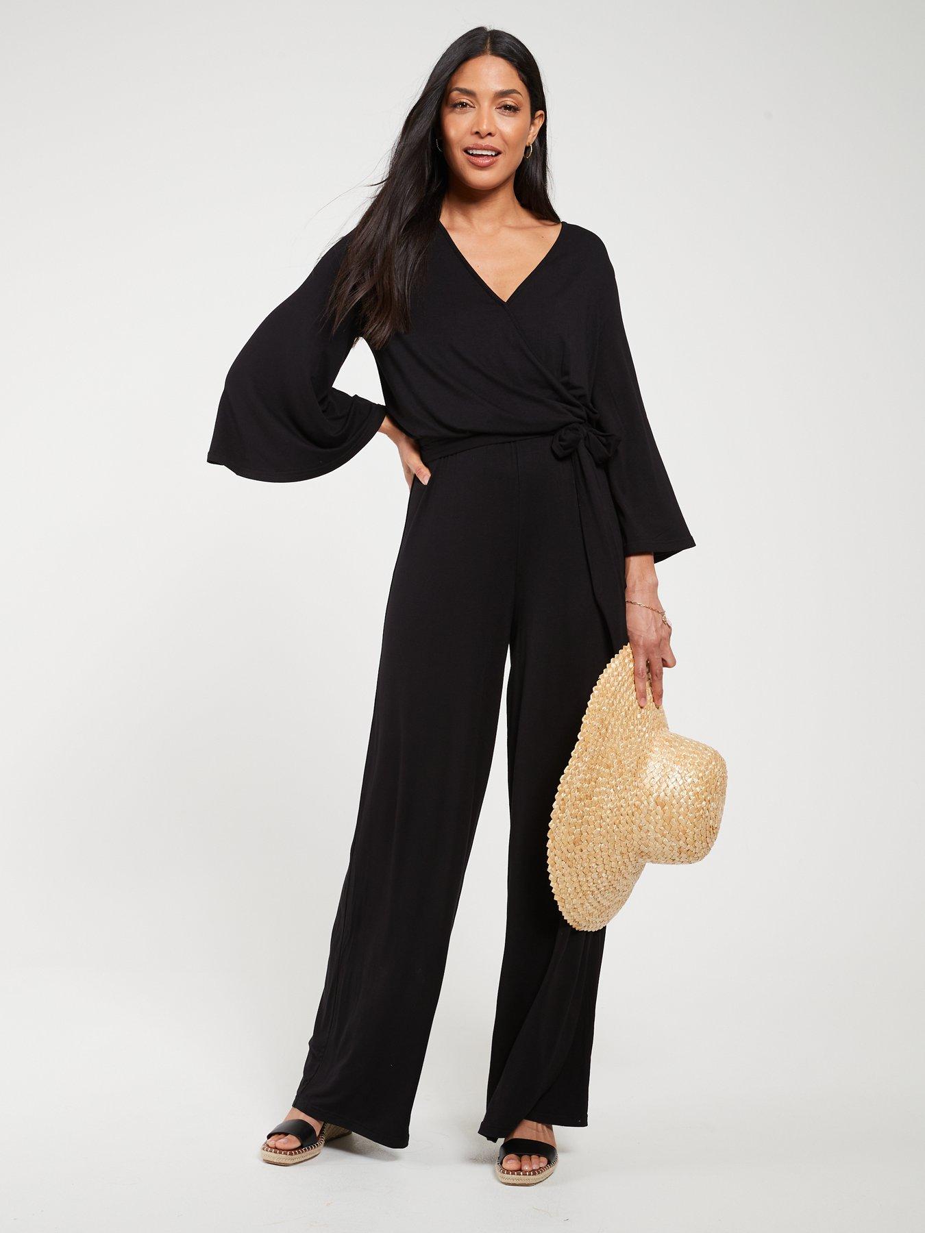 Black jumpsuit best sale with kimono