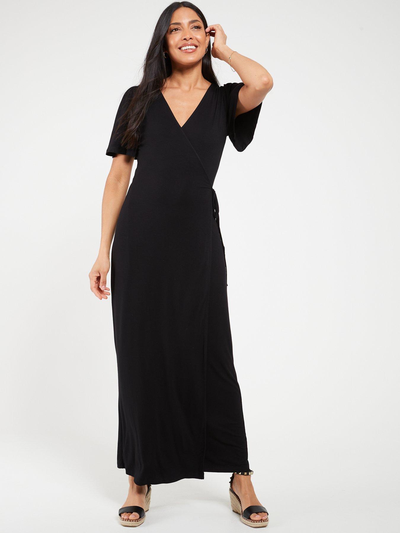 Everyday Ruffle Sleeve Maxi Dress Black littlewoods