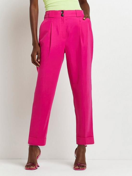 front image of river-island-straight-leg-smart-trouser-pink