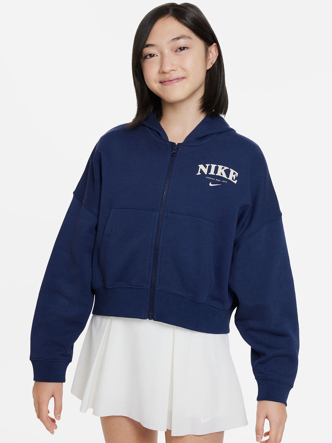 Nike Older Girls Trend Fleece Full Zip Hoodie Navy littlewoods