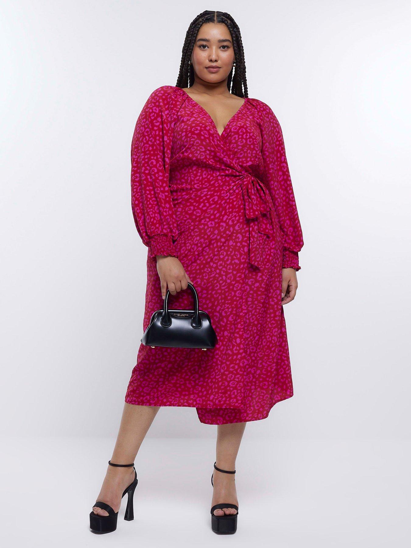 front image of ri-plus-plus-wrap-midi-dress-pink