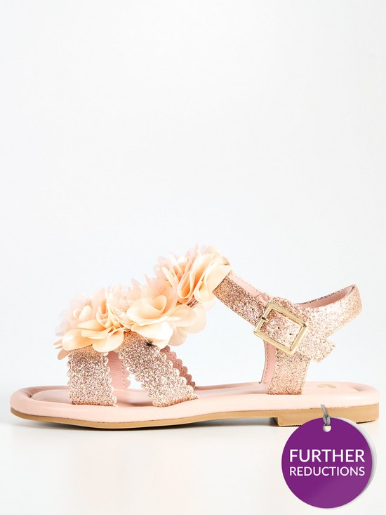 stillFront image of v-by-very-girls-floral-glitter-sandal-pink