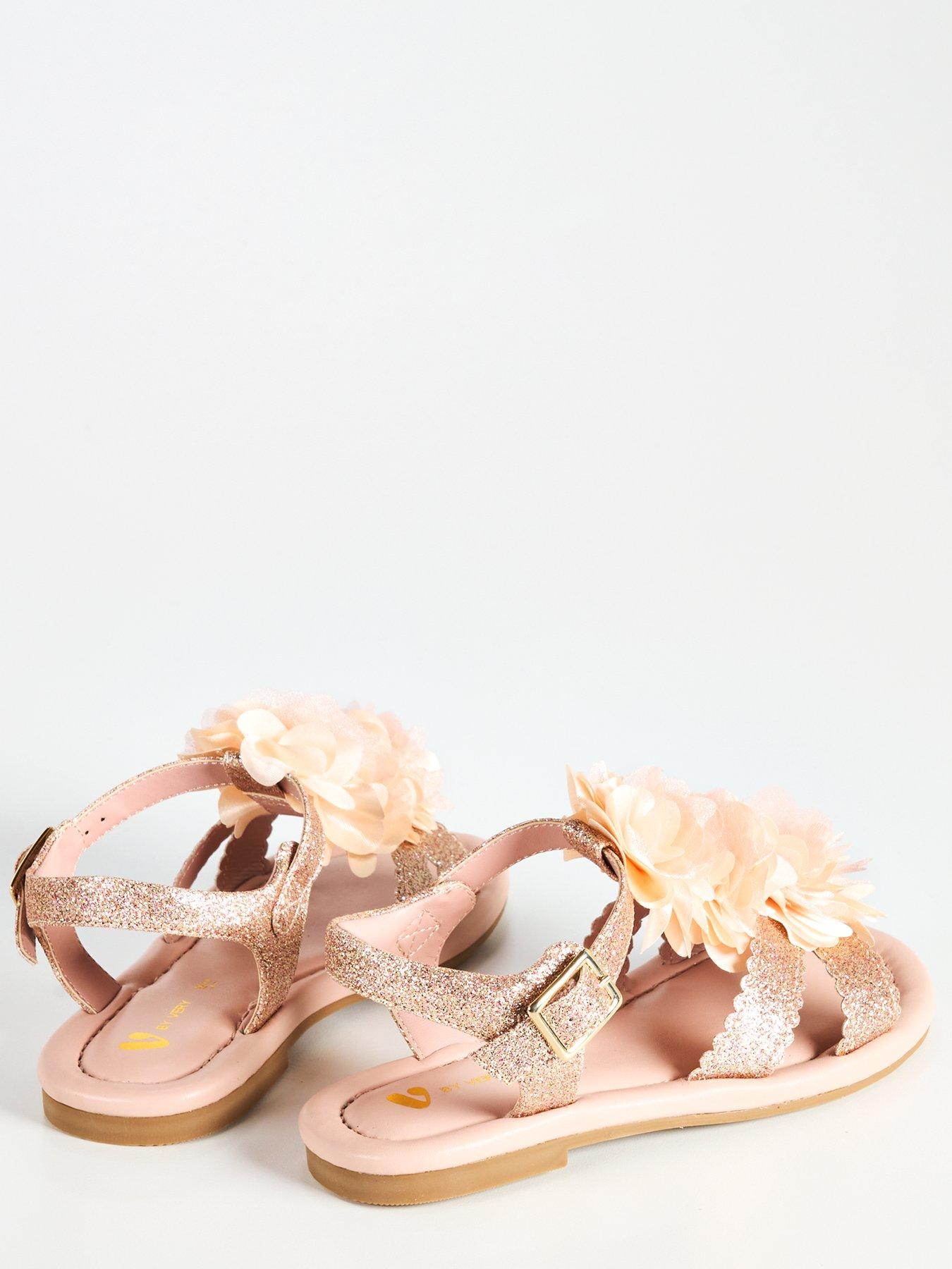 image of v-by-very-girls-floral-glitter-sandal-pink