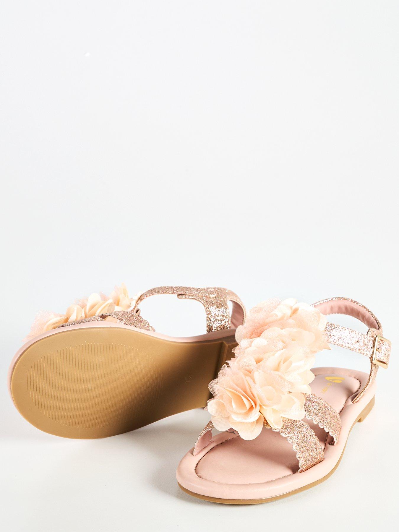  image of v-by-very-girls-floral-glitter-sandal-pink