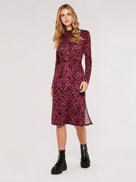 apricot-cosy-tapestry-side-split-dress-red