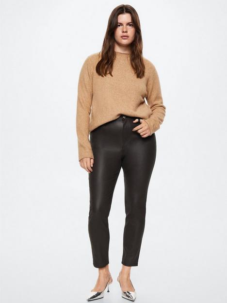 mango-coated-jeans-brown