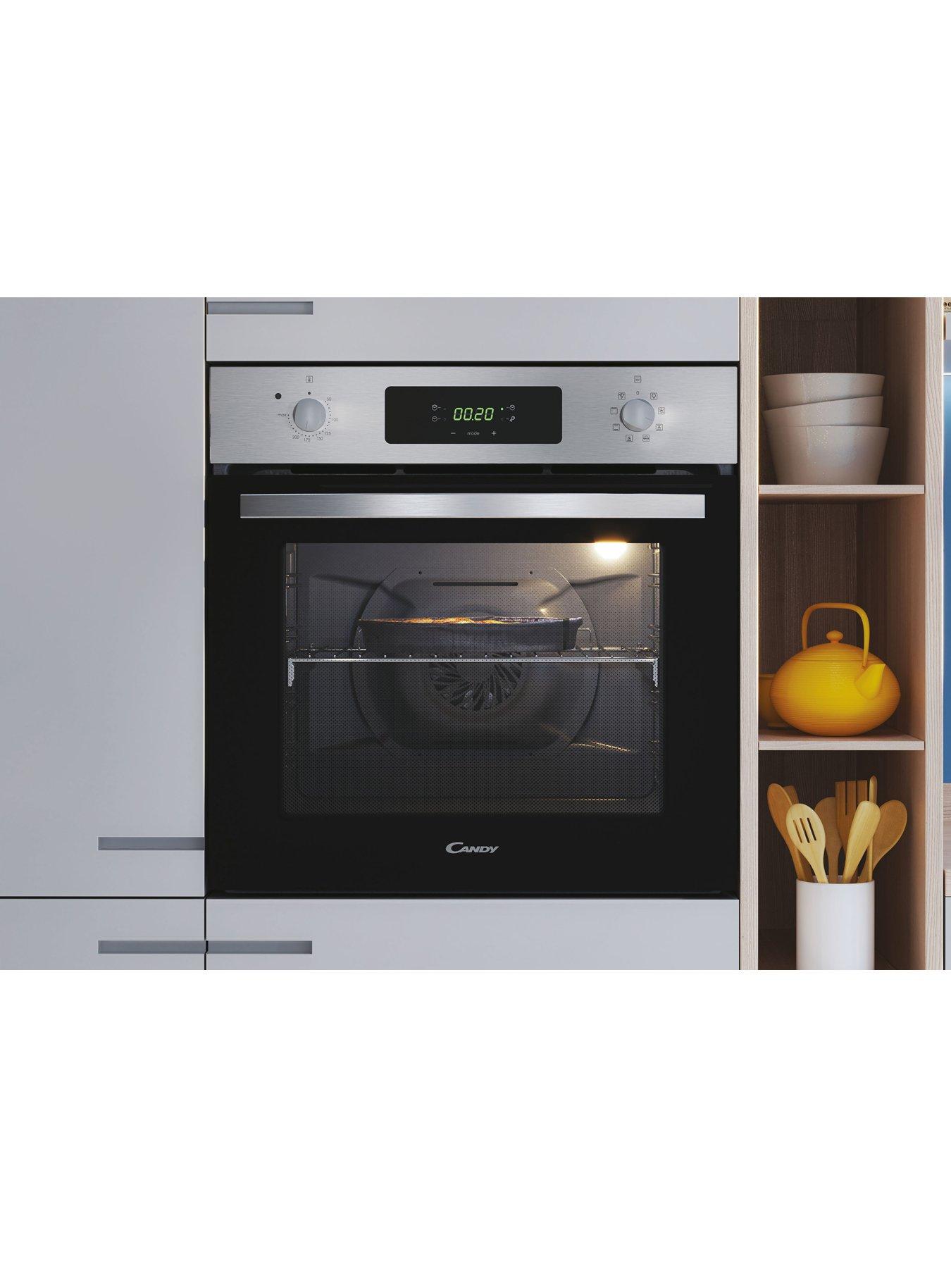 image of candy-fidcx615-built-in-70-litre-multi-function-oven-with-aquactiva-system-black-glass-with-stainless-steel