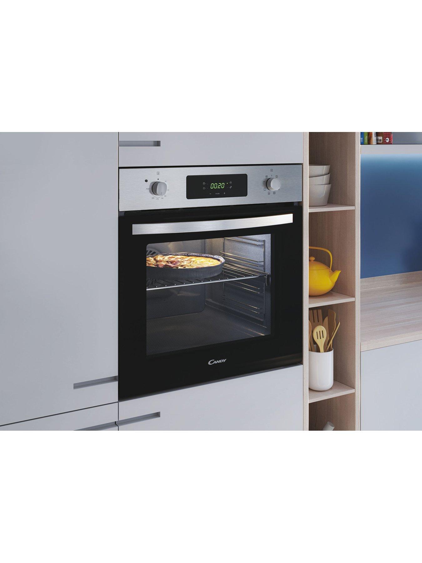  image of candy-fidcx615-built-in-70-litre-multi-function-oven-with-aquactiva-system-black-glass-with-stainless-steel