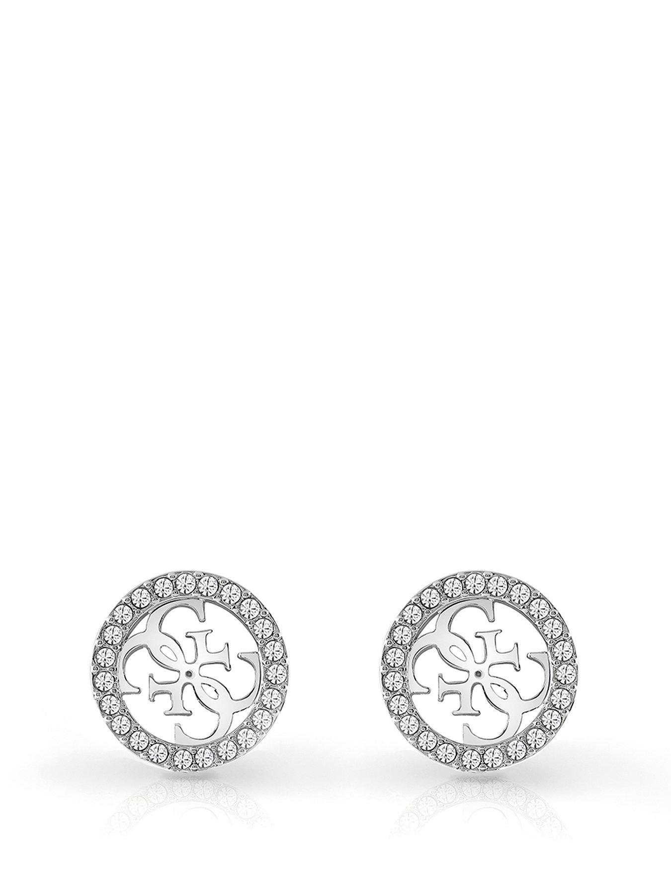 Guess Studs Party 12Mm 4G Logo Stud Earrings Silver