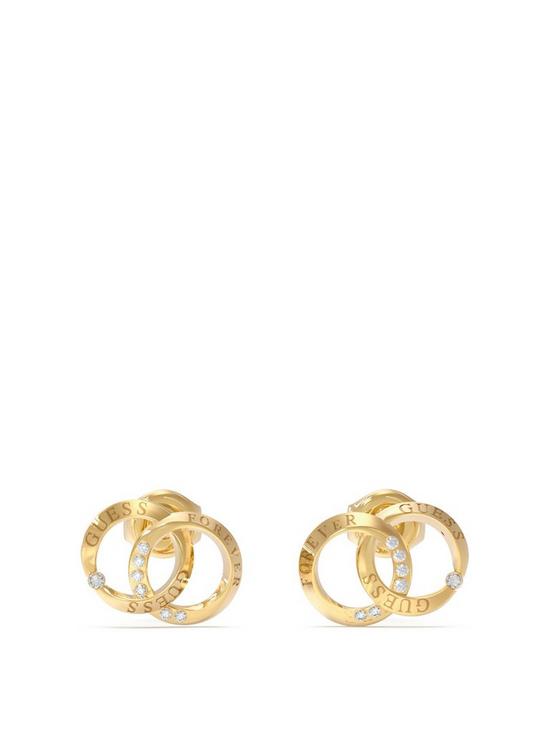 front image of guess-forever-links-18mm-forever-links-studs-yellow-gold