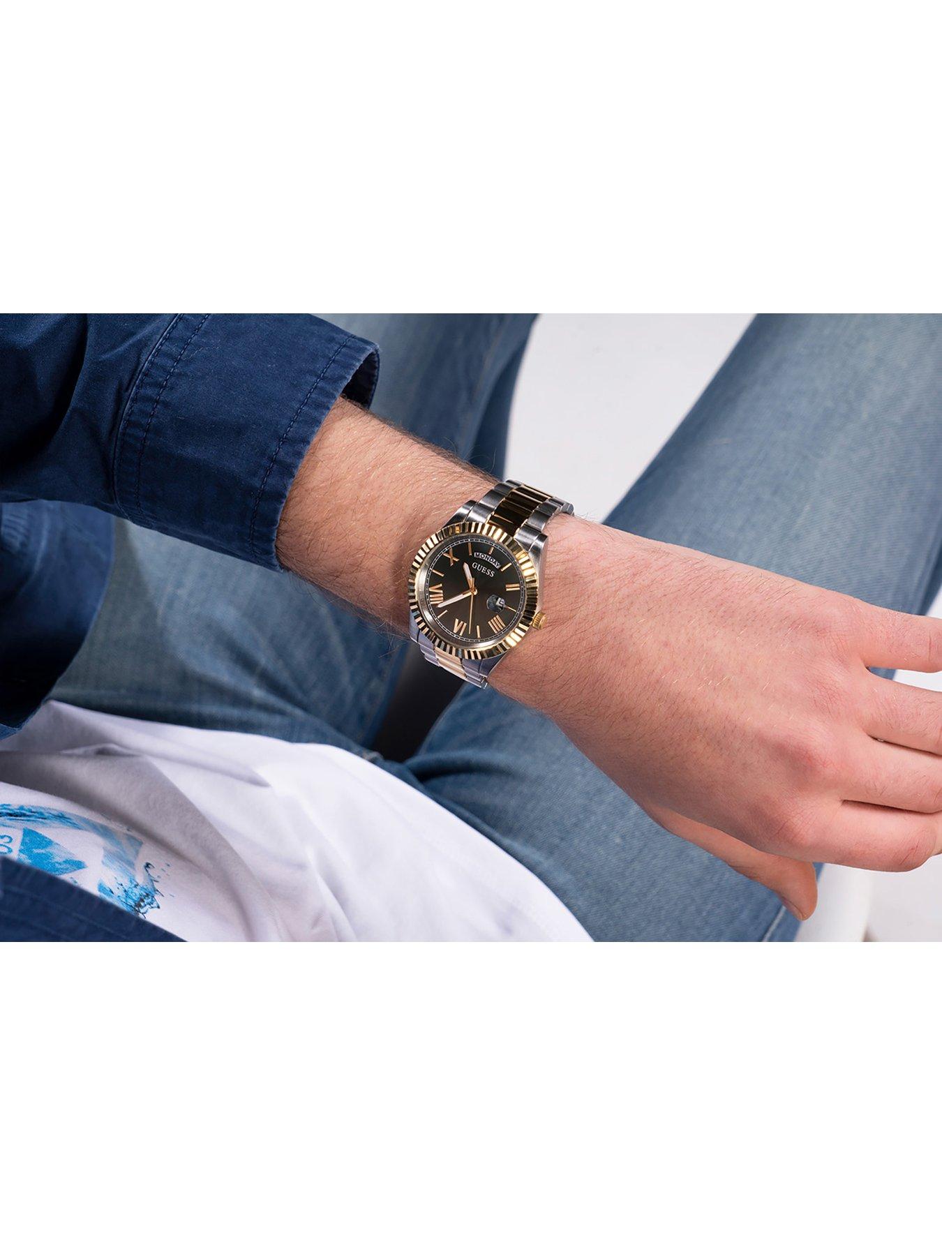  image of guess-connoisseur-brushed-silver-stainless-steel-mens-watch