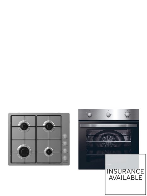 candy-pci27xchw6lx-multi-function-oven-with-4-burner-gas-hob-black-glass-with-stainless-steel